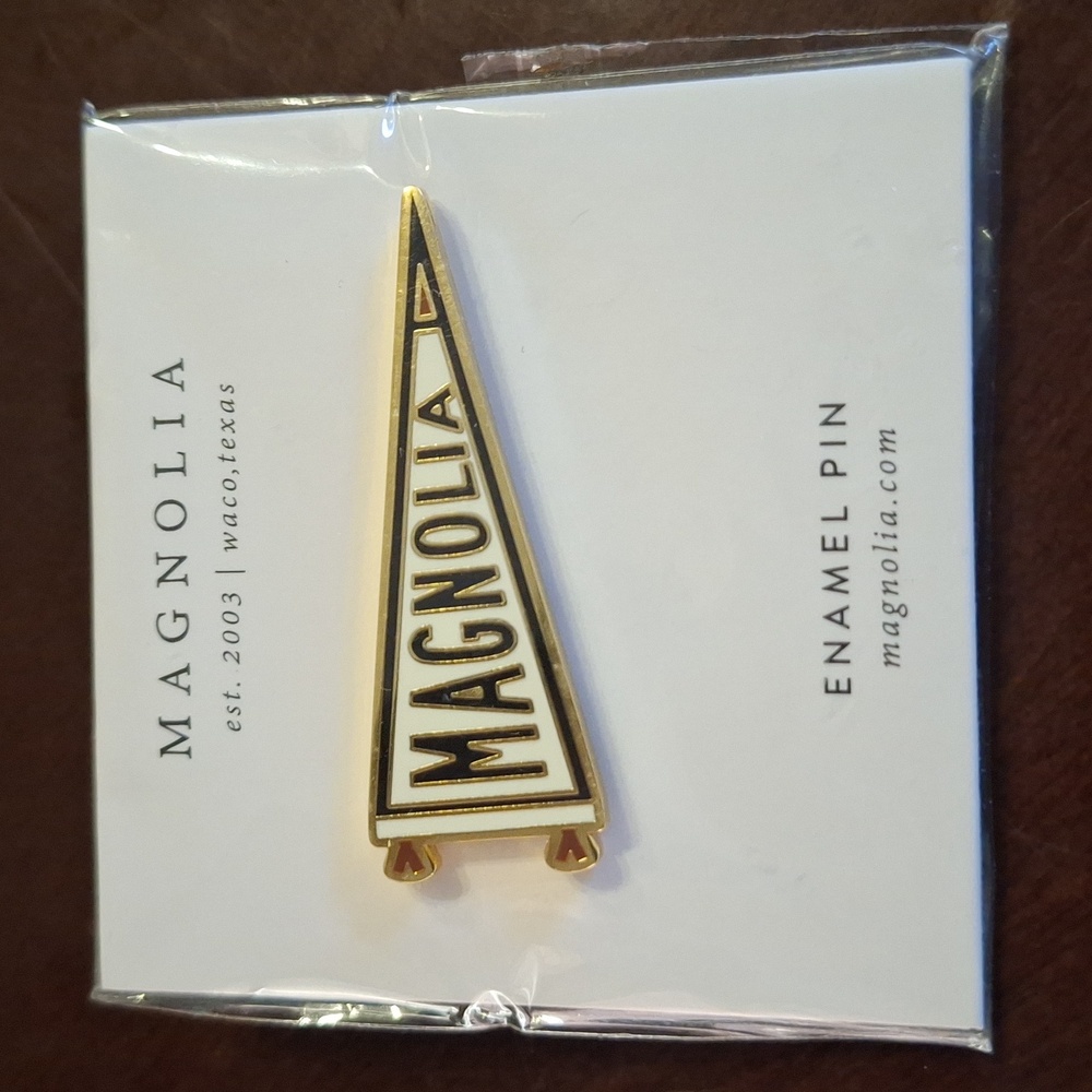 "Magnolia" Enamel Flag Pin by Joanna Gaines.
